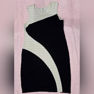 Cato Black and Cream Curve-Panel Sleeveless Mini Dress